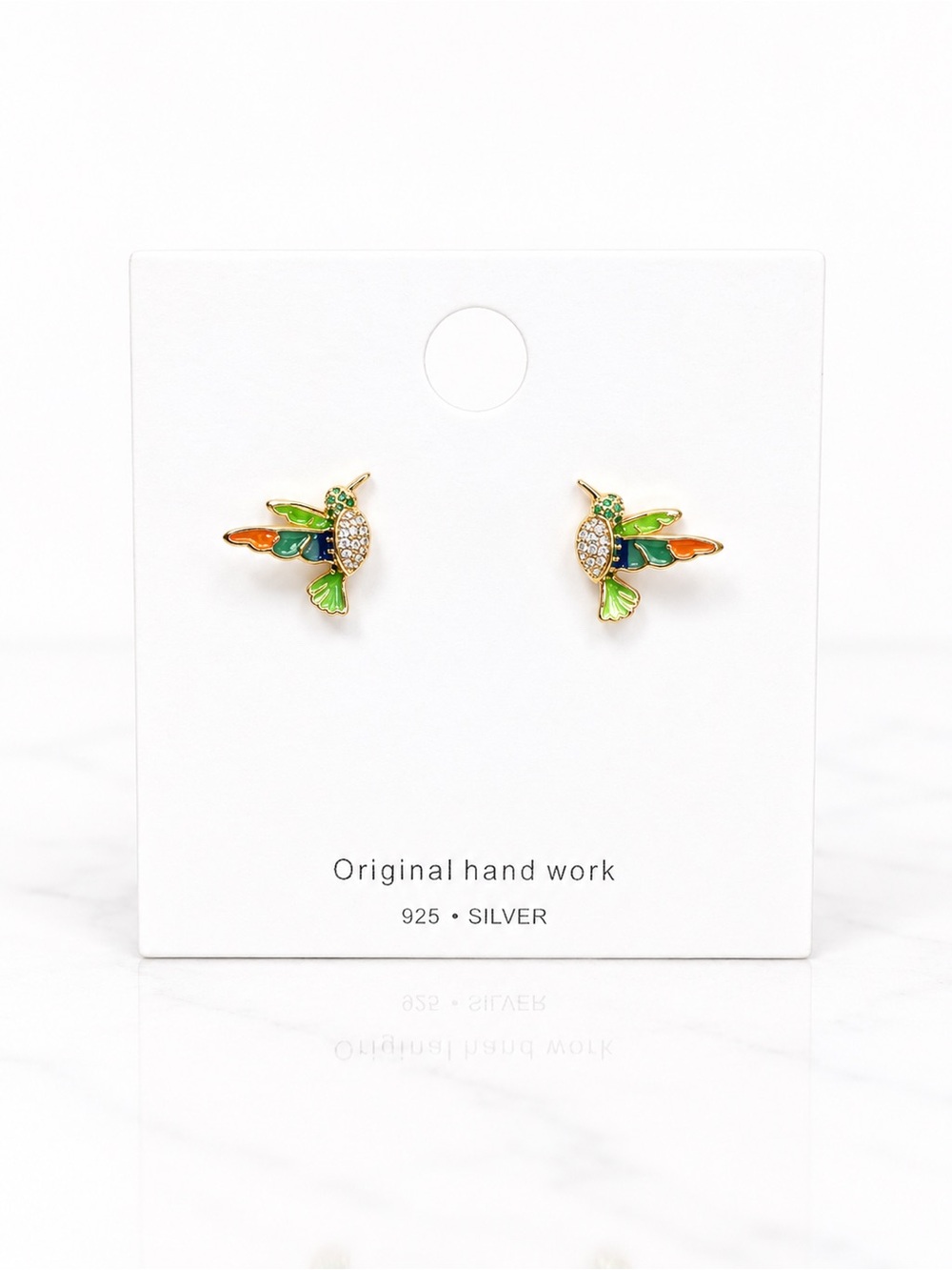 Sterling 925 Silver Hummingbird Earrings-New